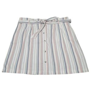 Ricki's Women's Belted Paperbag Skirt Multicoloue Striped Button Front Size 16